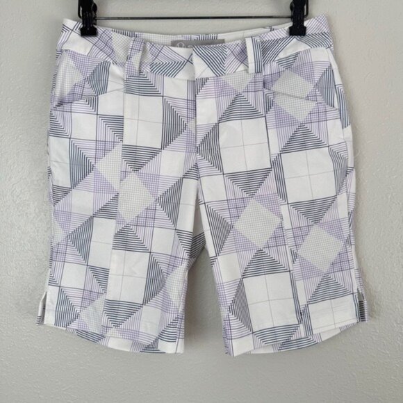 Sunice Pants - Sunice purple white golf bermuda athletic shorts 4